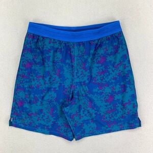 Fabletics The Fundamental Shorts Mens Large‎ Blue/Purple Splatter Athletic Lined